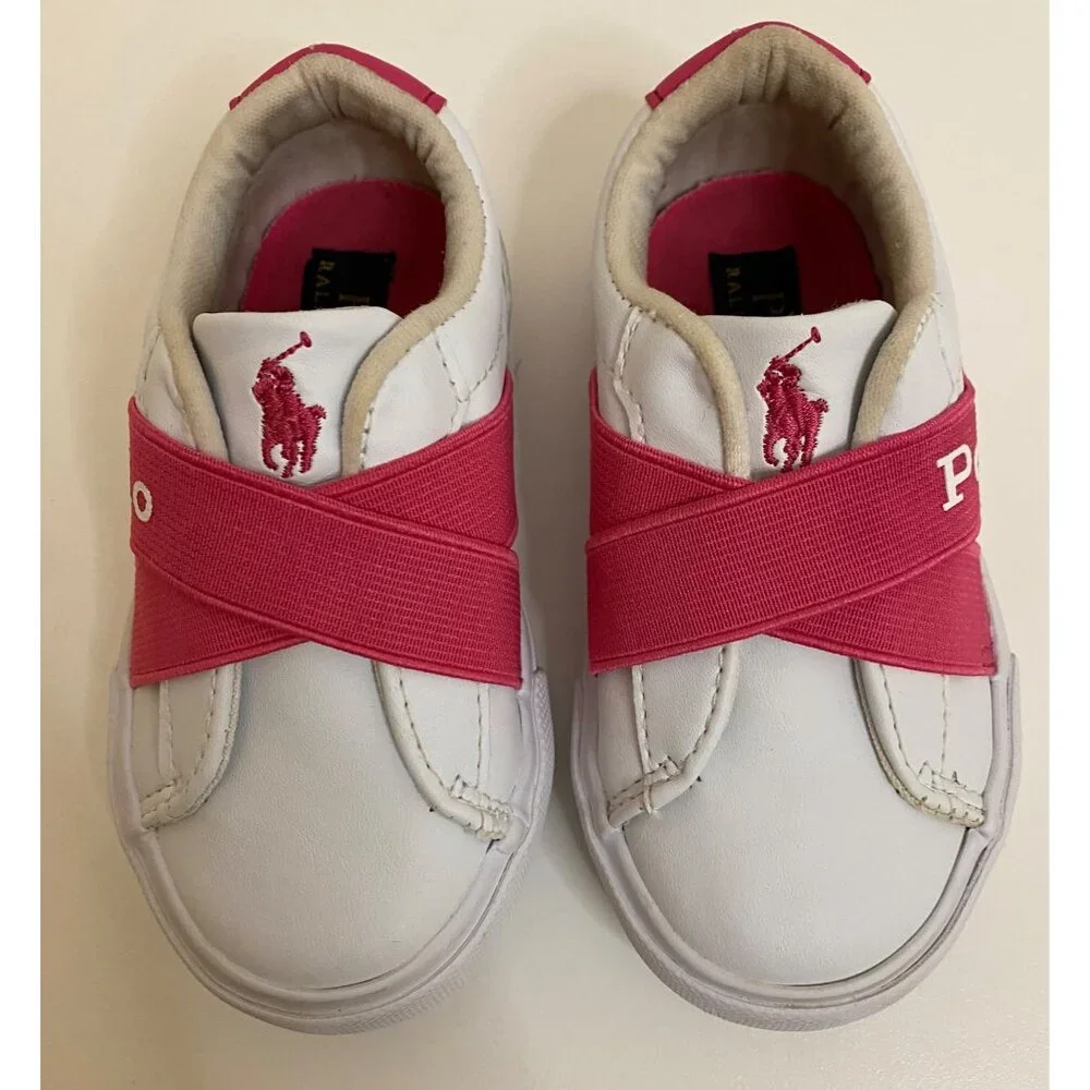 Polo Ralph Lauren Sneakers‎ Toddler 6 Pink/White Easten II EZ Slip-On Shoes